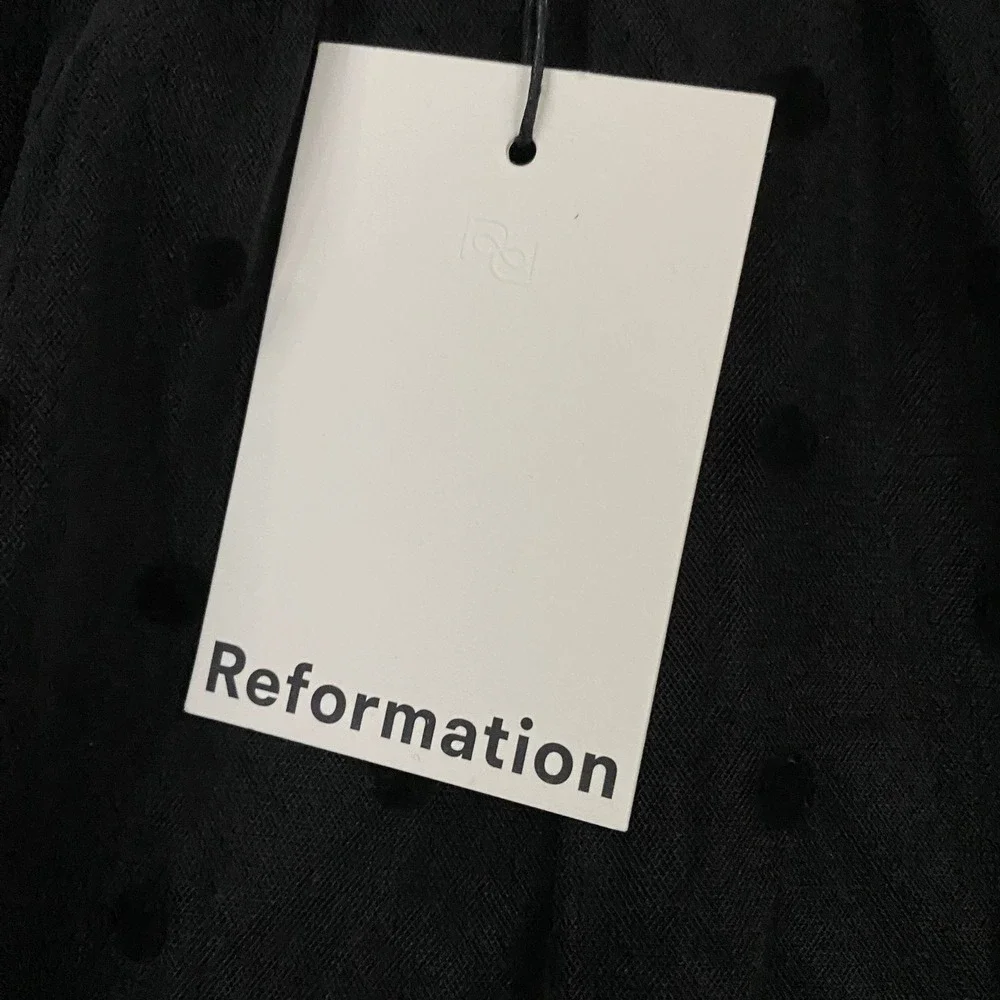 Reformation Gemma Skirt Women 6 Black Polka Dot Sheer Maxi NWT Flocked Mesh